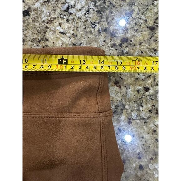 Spanx Size Medium Rich Caramel Brown Faux Suede Stretch Pant Shapewear Leggings - Picture 14 of 16
